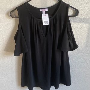 Agaci Black shoulder-less  black blouse
